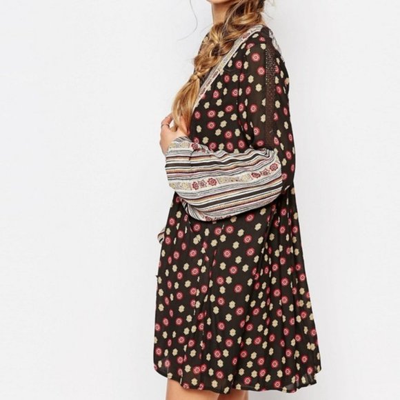 Free People Rain or Shine Boho Long Sleeve Dress in Black Size M - Picture 6 of 16